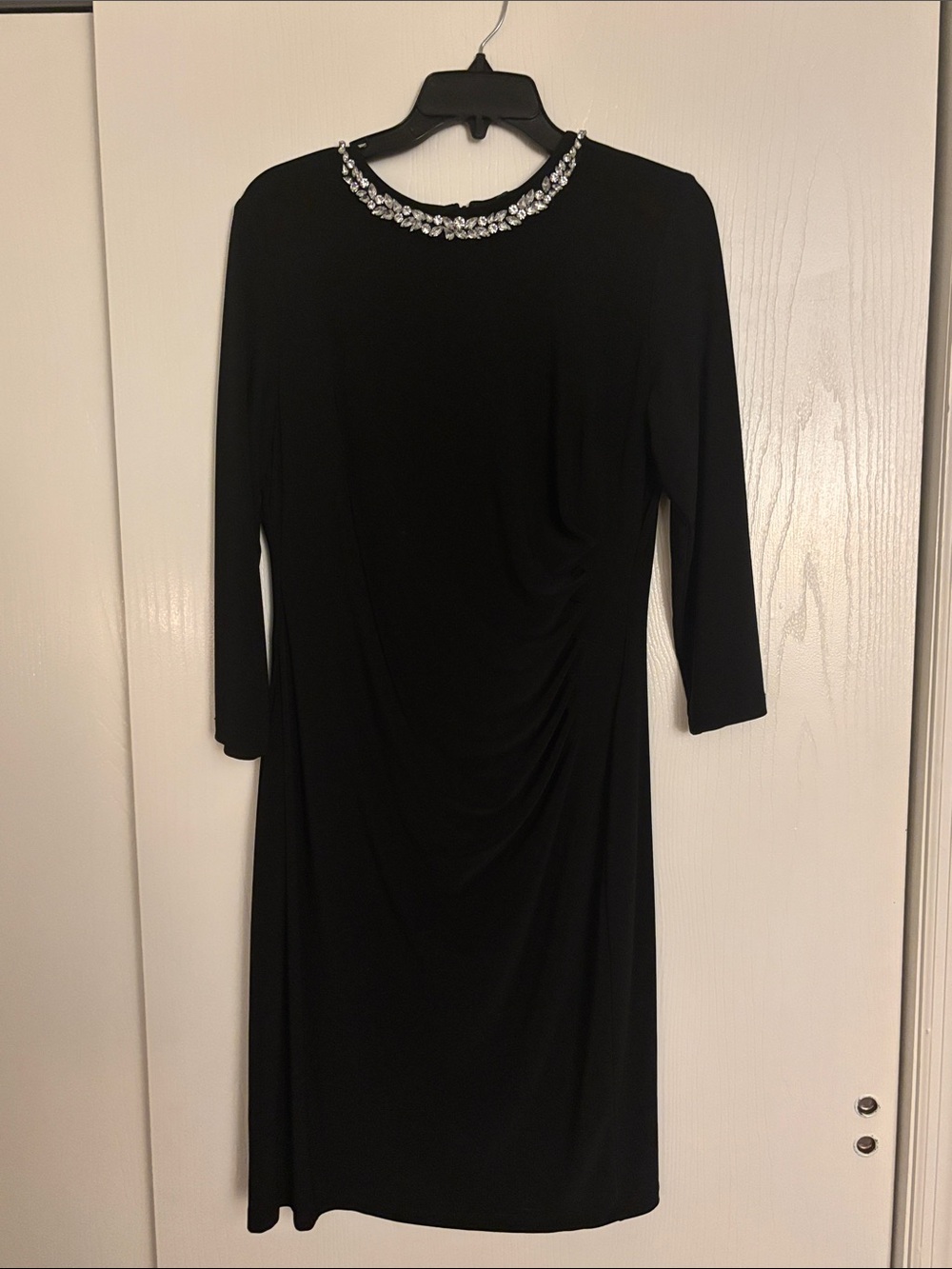 Lauren Ralph Lauren Black Long Sleeve Dress with Jeweled Collar